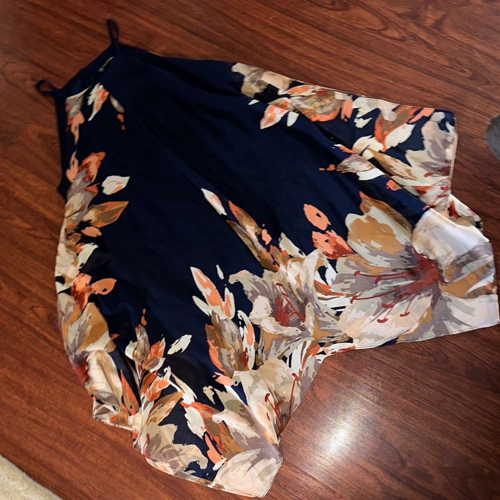 INC International Concepts Navy and Beige Floral Midi dress. One size